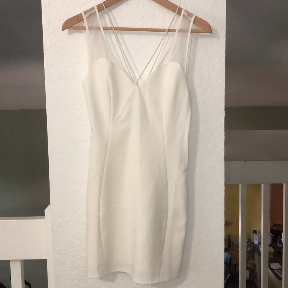 ❕Tobi White Satin w/mesh Mini Dress